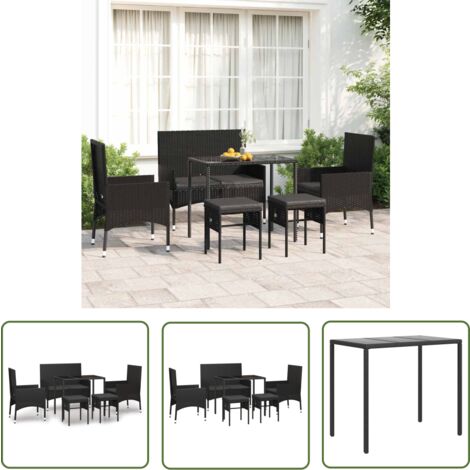 The Living Store 6-tlg. Garten-Lounge-Set mit Kissen Schwarz Poly Rattan - Gartenloungeset - Loungemöbel - Gartenmöbel - Rattan Möbel - Outdoor Furniture (1/5)