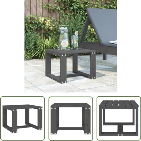 The Living Store GartenBeistelltisch Grau 40x38x28,5 cm Massivholz