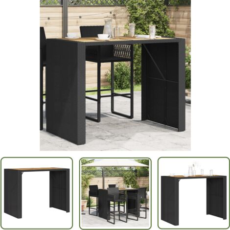 The Living Store GartenBartisch mit Holzplatte Schwarz 145x80x110 cm
