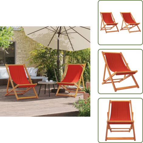 The Living Store Strandsthle 2 Stk. Klappbar Rot Stoff - Strandstuhl -  Gartenstuhl - Campingstuhl - Liegesessel - Klappbarer Stuhl