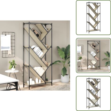 The Living Store Bücherregal Sonoma-Eiche 79x30x180 cm Holzwerkstoff und Metall - Buche Regal - Bücherregal - Holzregal - Eiche Dekoration - Wohnzimmer Einrichtung (1/5)