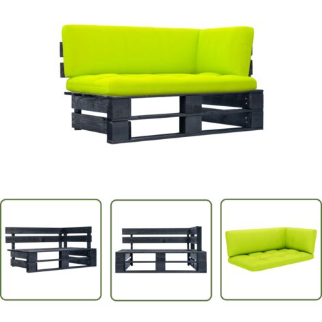 The Living Store GartenEcksofa aus Paletten Schwarz Imprägniertes