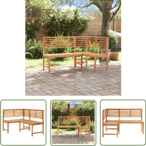 The Living Store GartenEckbank 140 cm Massivholz Akazie Holz Bank