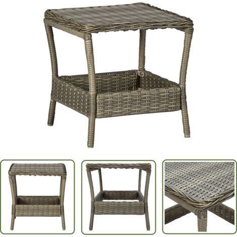 The Living Store Gartentisch Braun 45x45x46,5 cm Poly Rattan