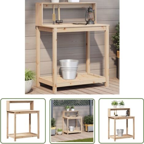 The Living Store Pflanztisch mit Ablagen 82,5x50x109,5 cm Massivholz