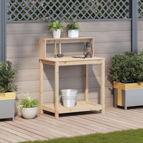 The Living Store Pflanztisch mit Ablagen 82,5x50x109,5 cm Massivholz
