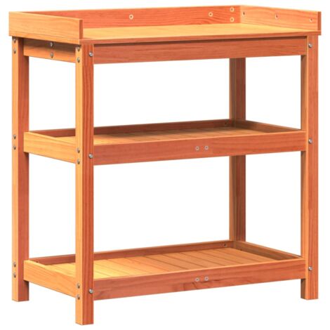 Produktbild von MC Star Pflanztisch Gärtnertisch Mit Ausziehbarer Tischplatte & Edelstahl-Spülbecken (2 Ablagefächer, Massivholz, Braun, 92x45x120cm
