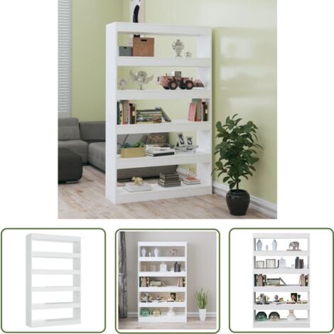 The Living Store Bücherregal/Raumteiler HochglanzWeiß 100x30x166 cm