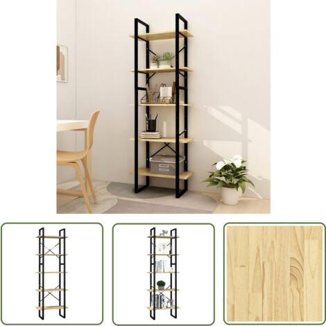 The Living Store Bücherregal 5 Fächer 60x30x175 cm Massivholz Kiefer - BucheRegal - Holzmöbel - Industrielles Design - Wohnraumgestaltung - Aufbewahrungslösung
