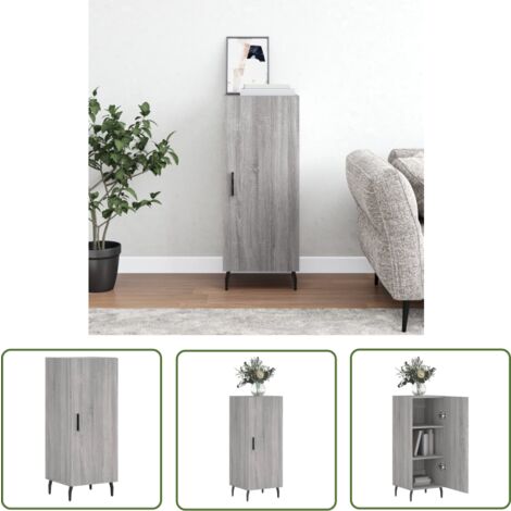 The Living Store Sideboard Grau Sonoma 34,5x34x90 cm Holzwerkstoff - Sideboard - Wohnzimmertisch - Regal - Grau - Sonoma (1/5)