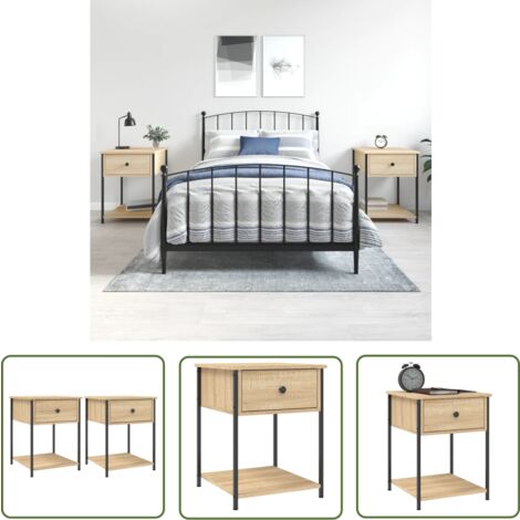 The Living Store Nachttische 2 Stk. Sonoma-Eiche 44x45x58 cm Holzwerkstoff - Nachttische - Wohnzimmermöbel - Esszimmermöbel - Holzwerkstoffe - Massivholzmöbel (1/5)