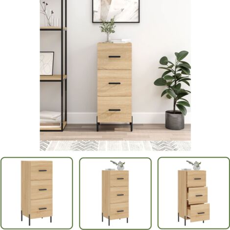 The Living Store Sideboard Sonoma-Eiche 34,5x34x90 cm Holzwerkstoff - Schreibtisch - Wohnzimmermöbel - Sideboard - Regal - Eichefarben (1/5)