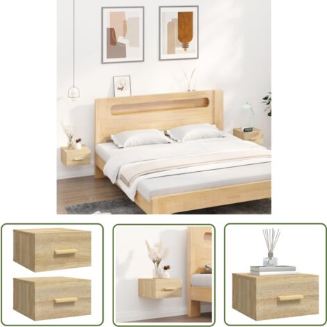 The Living Store Wand-Nachttische 2 Stk. Sonoma-Eiche 35x35x20 cm - Wand-Nachttisch - Hängeschrank - Wohnzimmerdeko - Schlafzimmermöbel - Regal (1/5)