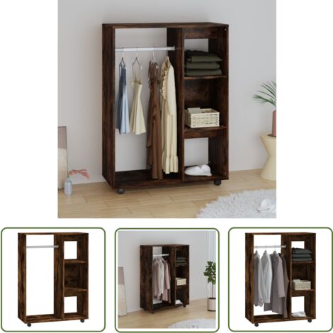 The Living Store Kleiderschrank Räuchereiche 80x40x110 cm Holzwerkstoff - Schreibtisch - Regal - Garderobe - Kleiderschrank - Wohnzimmer (1/5)