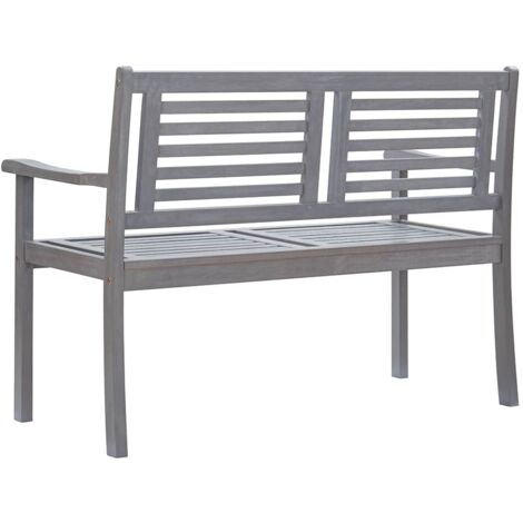 The Living Store 2SitzerGartenbank mit Auflage 120 cm Grau