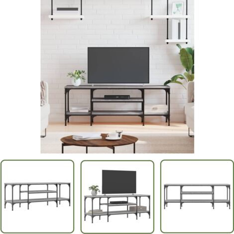 The Living Store TV-Schrank Grau Sonoma 121x35x45 cm Holzwerkstoff & Eisen - TV Schrank - Industrieller Stil - Grau - Holzwerkstoff - Regalboden (1/5)