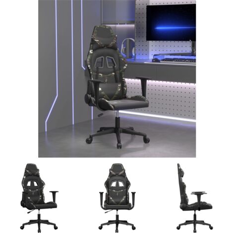 The Living Store Gaming-Stuhl Schwarz und Tarnfarben Kunstleder -  Gaming-Sessel