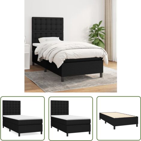 The Living Store Boxspringbett mit Matratze Schwarz 90x200 cm Stoff - Boxspringbett - Doppelbett - Schlafraum - Bettenrahmen - Matratze (1/5)