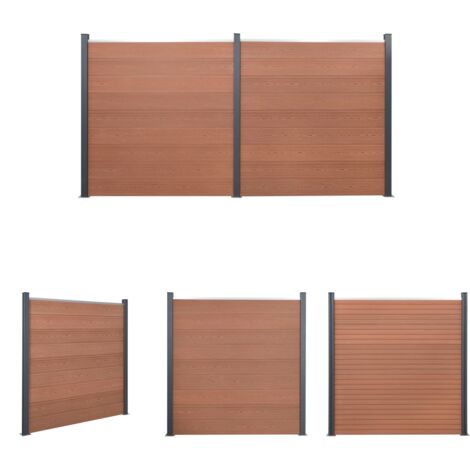 The Living Store Zaunelement-Set Braun 353x186 cm WPC -  Zaunfelder