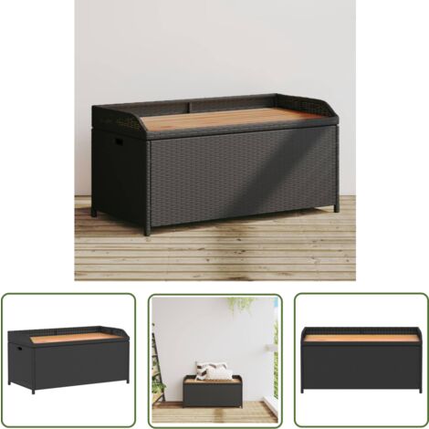 The Living Store Bank mit Stauraum Schwarz 100x50x52 cm Poly Rattan