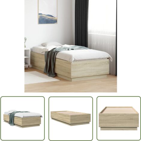 The Living Store Bettgestell Sonoma-Eiche 90x200 cm Holzwerkstoff - Holzbettfassungen - Betten Günstig Kaufen - Doppelbett - Einzelbett - Bettgestell