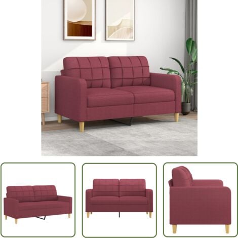 The Living Store 2 Sitzer Sofa Weinrot 140 cm Stoff Sofas