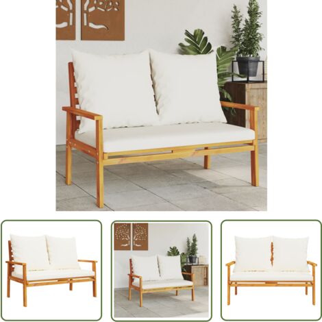 The Living Store Gartensofa 120 cm mit Kissen Massivholz Akazie