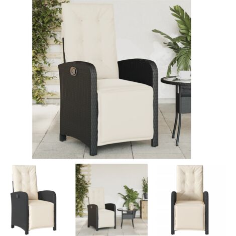 The Living Store Gartensessel mit Fußteil Verstellbar Schwarz Poly