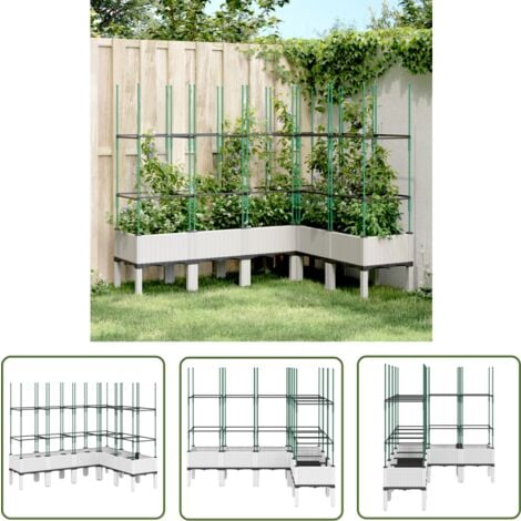 The Living Store Pflanzkübel mit Rankgitter Weiß 160x120x142,5 cm PP
