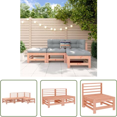 The Living Store 4tlg. GartenLoungeSet Massivholz Douglasie