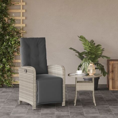 The Living Store Gartensessel mit Fußteil Verstellbar Hellgrau Poly