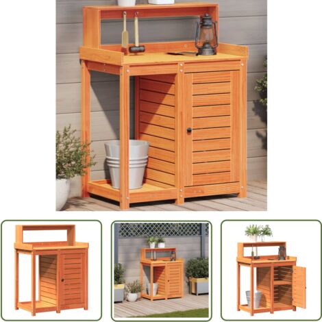 The Living Store Pflanztisch mit Ablagen Braun 82,5x50x109,5cm