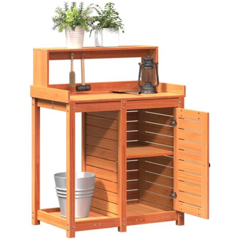The Living Store Pflanztisch mit Ablagen Braun 82,5x50x109,5cm