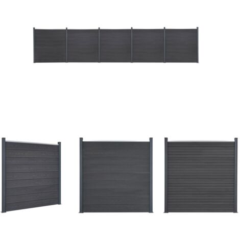 Holz-Kunststoff - vidaXL Zaunelement-Set Grau 872x186 cm WPC - Sichtschutz