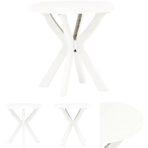 The Living Store Bistrotisch Weiß Ø70 cm Kunststoff Gartentische