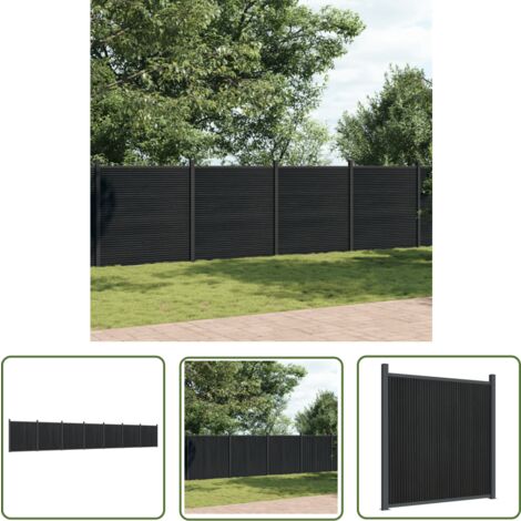 The Living Store Zaunelement Grau 1218x186 cm WPC - Zaun - Holz-Kunststoff-Komposit - WPC Zaun - Gartenzaun - Sichtschutzzaun