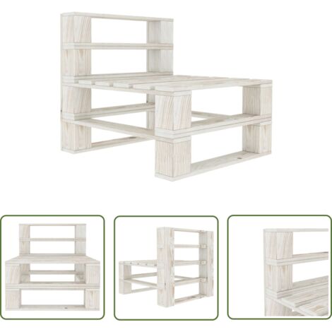 The Living Store Outdoor-Mittelsofa Paletten Holz Weiß - Gartensofa - Palettensofa - Holzsofa - Gartenmöbeln - Terrassenmöbel (1/5)