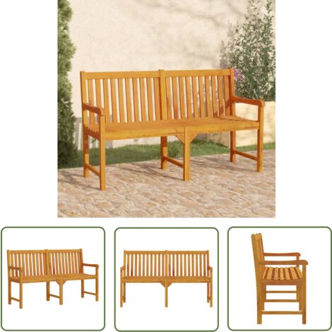The Living Store Gartenbank 150 cm Massivholz Akazie Gartenbank