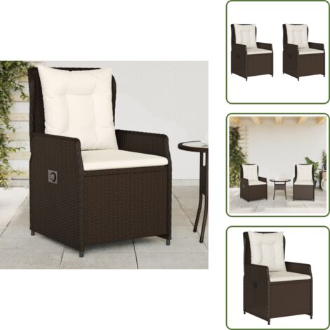 The Living Store Gartensessel 2 Stk. Verstellbar Braun Poly Rattan