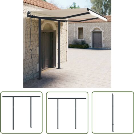 The Living Store Sttzen fr Markisen Anthrazit 300x245 cm Eisen -  Markisesttze - Markisenturm - Gartentrme - Sonnenschutz -  Balkonbeschattung