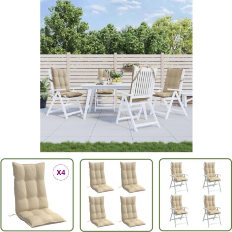The Living Store HochlehnerAuflagen 4 Stk. Beige OxfordGewebe