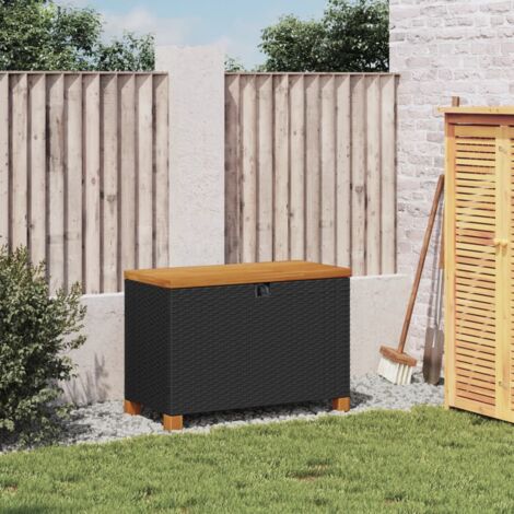 The Living Store GartenAuflagenbox Schwarz 80x40x48 cm Poly Rattan