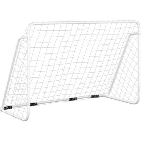 The Living Store Fußballtor mit Netz Weiß 180x90x120 cm Stahl - Fußball