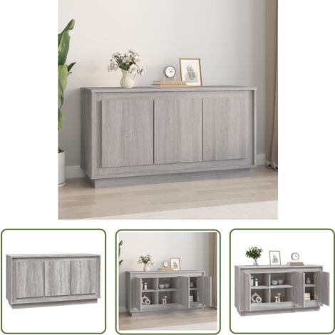 The Living Store Sideboard Grau Sonoma 102x35x55 cm Holzwerkstoff - Schreibtisch - Sideboard - Wohnraumschränke - Regal - Grau (1/5)