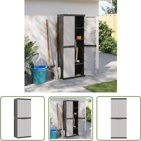 Xichuzi Gartenschrank Schwarz 65x37x165cm PP - Wetterfester Geräteschrank Mit Verstellbarem Boden