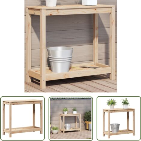 The Living Store Pflanztisch mit Ablage 82,5x35x75 cm Massivholz Kiefer