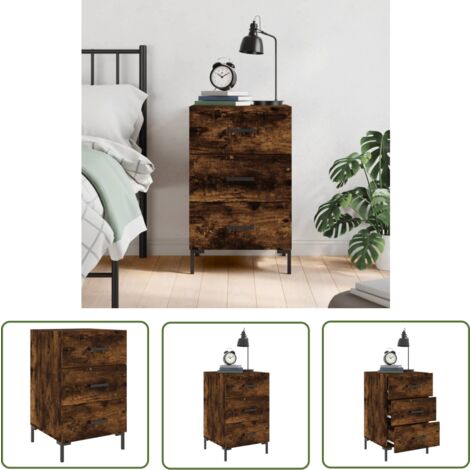 The Living Store Nachttisch Räuchereiche 40x40x66 cm Holzwerkstoff - Nachttisch - Beistelltisch - Wohnzimmermöbel - Holzmöbel - Holzwerkstoff (1/5)