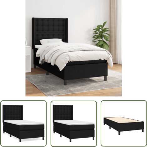 The Living Store Boxspringbett mit Matratze Schwarz 90x200 cm Stoff - Boxspringbett - Doppelbett - Schlafraum - Bettenrahmen - Matratze (1/5)