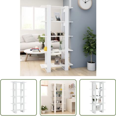 The Living Store Bücherregal/Raumteiler Weiß 80x30x160 cm Holzwerkstoff