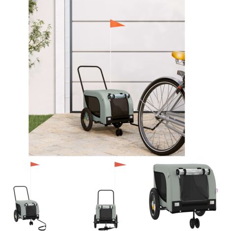 The Living Store Fahrradanhänger Hunde Grau und Schwarz Oxford-Gewebe und Eisen - Pet-Stroller (1/5)